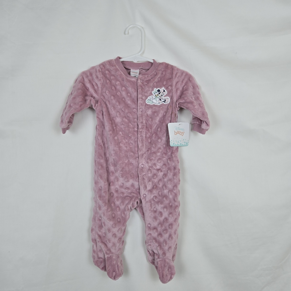 Disney Baby Girls Minnie Mouse Light Pink Footed Snap Closure One Piece 3/6M NEW